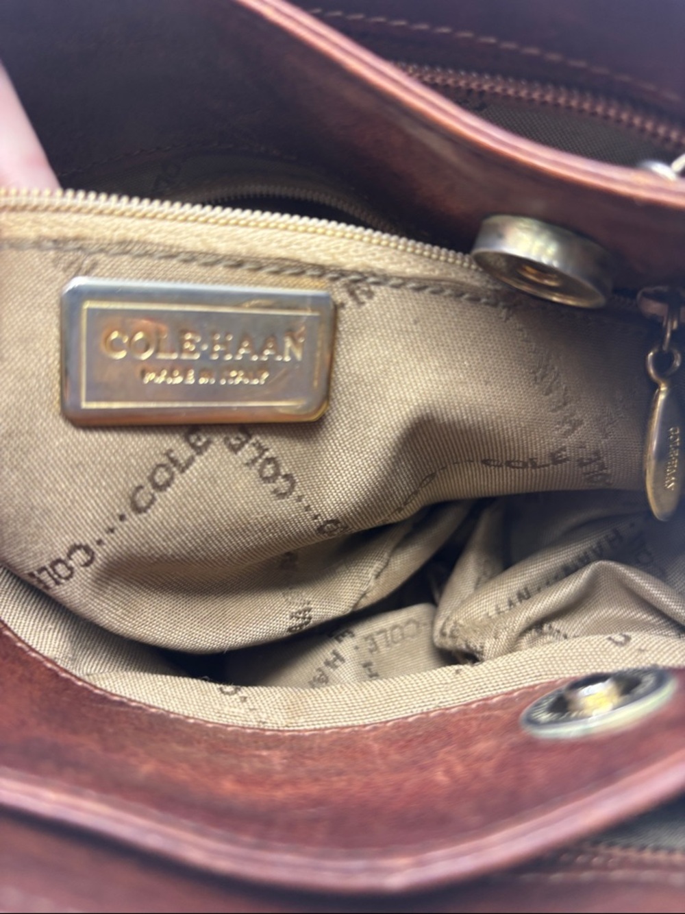 Woven Crossbody Shoulder Bag in Dark Brown Cole Haan - Picture 8 of 9